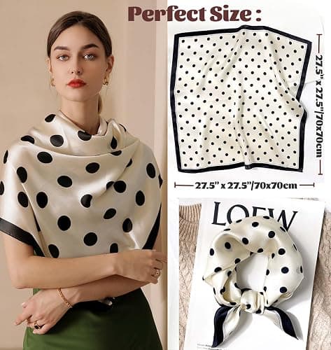 kcctoo 27.5" Mulberry Silk Feeling Head Scarf Women's Fashion Square Neck Satin Scarfs for Bag Hair Scarves Gift thumbnail 2