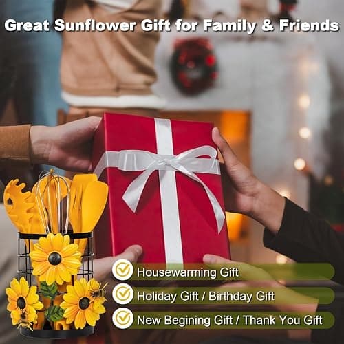 Sunflower Utensil Caddy with Silicone Cooking Utensils thumbnail 5