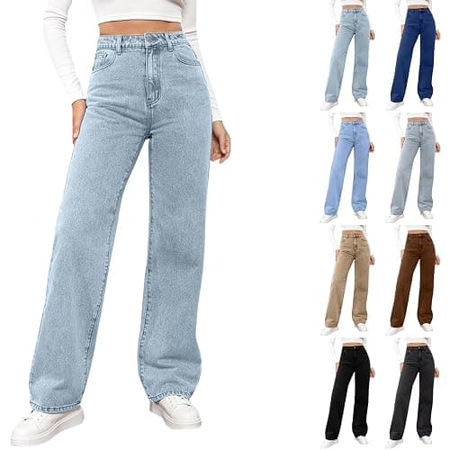 Slakkenreis Woman Wide Leg Jeans High Waisted Baggy Jeans Trendy Y2K Boyfriend Jean Casual Stretchy Denim Pants with Pocket - Image 1