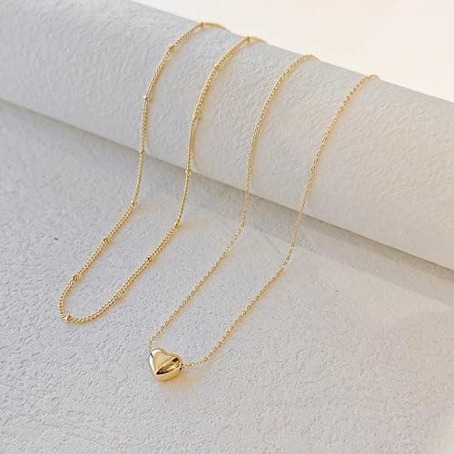 OGD Heart Necklace for Women, 14K Gold Plated Layered Tiny Puffy Heart Pendant Necklace Cute Chunky Heart Choker Necklace Simple Gold Necklace Jewelry for Women Trendy Gift thumbnail 5