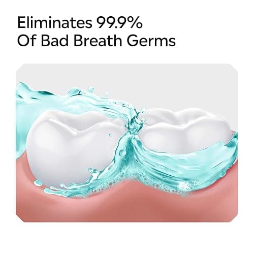 Listerine Cool Mint Alcohol Free Mouthwash, Mild Mint, 33.8 fl. oz/1 L | Kills 99.9% of Germs That Cause Bad Breath, Less Intense Taste with No Burn, Dentist Recommended Oral Rinse thumbnail 6