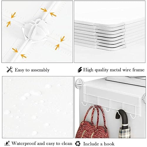 AWTATOS Closet Organizer 8 Cube Storage Shelves Closet Clothes Organizers and Storage Stackable Cubby Shelving for Closet Bedroom Living Room Office White thumbnail 6