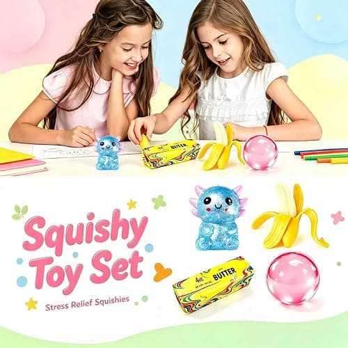 6 Pack Squishy Toy Set,Slow Rising Fidget Squeeze Toys,Stretchy Fidget Sensory Toy for Office Desk Decor thumbnail 2