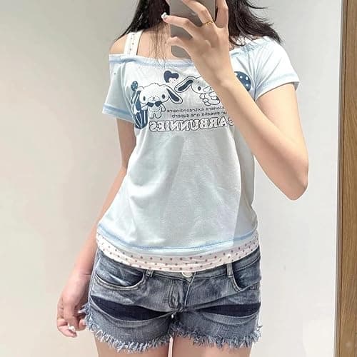 Cutecore Harajuku Y2k Baby Tee Cute Kawaii Emo Grunge Shirt Women Vintage Graphic Tees Short Sleeve Alt Tops 2000s thumbnail 4