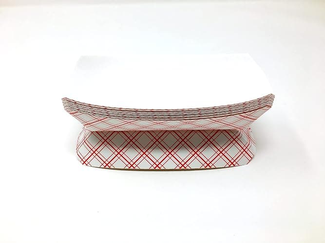 Mr Miracle 7 Inch Paper Hot Dog Tray in Red White Pattern. Pack of 100. Disposable, Recyclable and Fully Biodegradable. Made in USA thumbnail 9