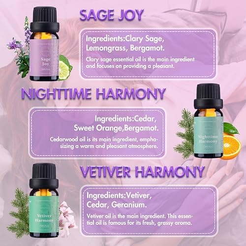 WECONA Essential Oils for Diffusers for Home - Sleep Aromatherapy Oils Set for Humidifiers, 6x10ml - Essential Oil Blends Including Lavender, Cedar, Sweet Orange, Geranium, Roman Chamomile thumbnail 2