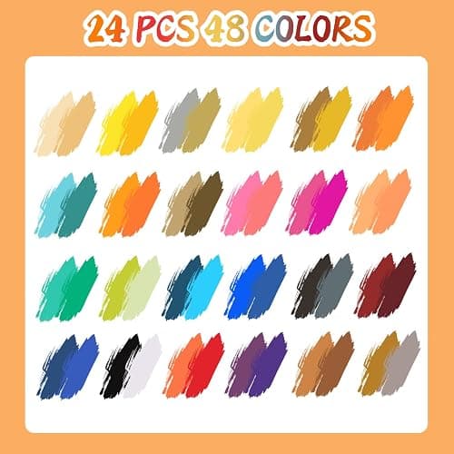24 Acrylic Paint Pens with 48 Colours Brush Tip for Rock Painting Fabric Glass Stone Ceramic Wood Metal, Dual Tip Acrylic Markers for Adults, Paint Markers for Easter Egg Pumpkins Graffiti thumbnail 4