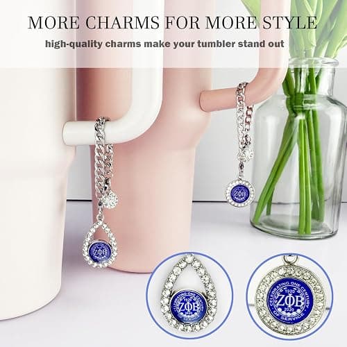 LUHOHI 8PCS ZPB Sorority Accessories for Stanley Cup, 6pcs Silicone Straw Cover Toppers Royal-Blue 10mm With 2PCS Cup Charms for Yeti Tumblers Water Bottle 30&40 Oz Keychain Cute ZPB Theme Gifts thumbnail 5
