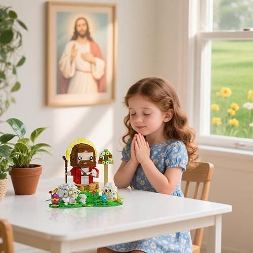 Jesus Figures Building Blocks Kit, Bible Story Good Shepherd with Sheep Bunny and Chick Blocks Toy Compatible with Brand as Easter Basket Stuffers, Christmas, Easter Gift for Christian Adults or Kids thumbnail 2