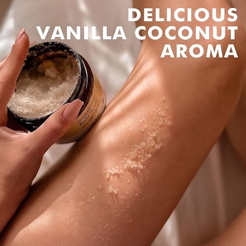 Organic Vanilla Coconut Body Scrub - USA Made Sugar Scrub with Natural Ingredients, Moisturizing Body & Foot Exfoliator for Dry and Sensitive Skin, Removes Dead Skin Cells & Reduces Ingrown Hair thumbnail 8