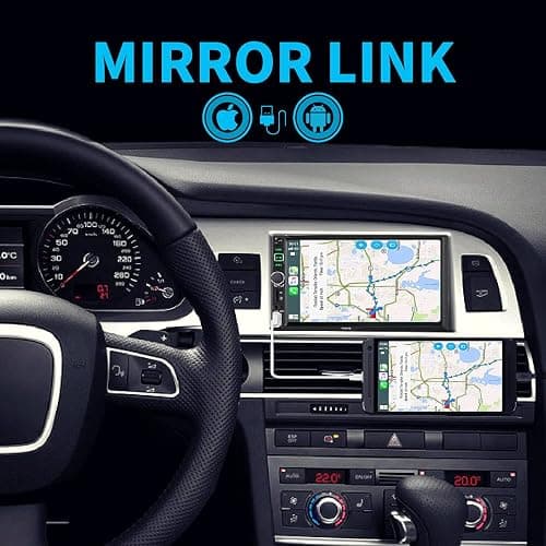 Double Din Car Stereo Radio Compatible with Apple Carplay and Android Auto, 7-Inch HD Touchscreen with Voice Control, Mirror Link, Backup Camera, Steering Wheel, Bluetooth, FM, USB/TF/AUX Port thumbnail 6