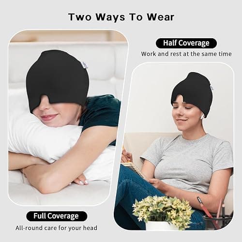 my novel things Migraine Relief Cap, Headache Relief Cap 2PCS with Gel Cooling Eye Mask, Hot Cold Therapy Ice Cap, Cold Compress for Head Sinus, Puffy Eyes, Tension and Stress Relief thumbnail 5