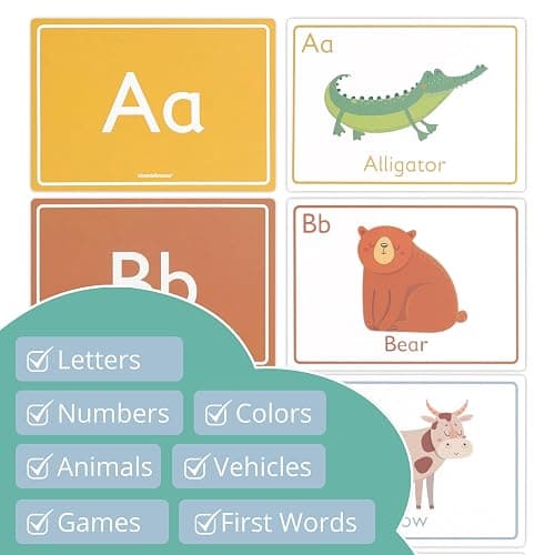 Nimmie & Moose Alphabet Flash Cards for Toddlers 1-3 | Extra-Thick Toddler Flash Cards | Learn Numbers, Letters, Colors, Animals & Play Games - Color Flashcards for Toddlers 1-3+ thumbnail 7