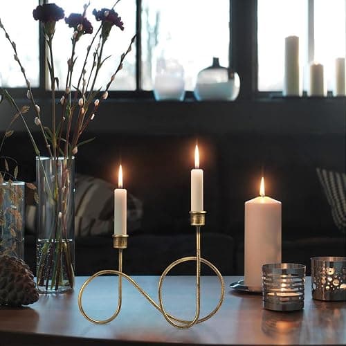 Twisted Brass Style Candle Holder, Candlestick Holder | for Table Decoration, Holiday, Wedding, Housewarming thumbnail 2