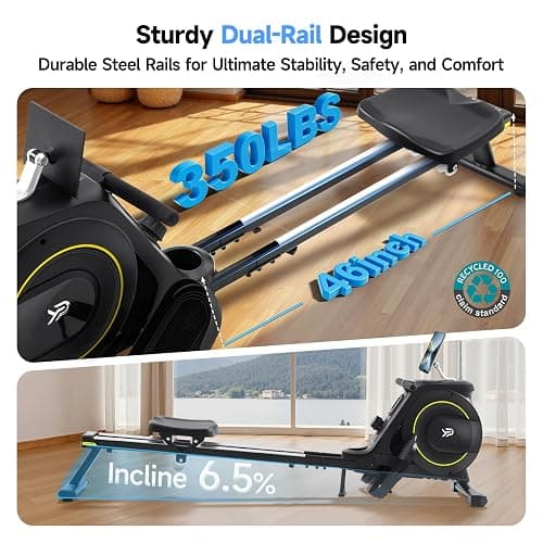 Rowing Machine for Home, 350 LB Capacity, 16-Level Silent Resistance, Magnetic Rowing Machines for Home Foldable, Full-Body Workout Compact Rowing Machine for Cardio & Strength with APP Support thumbnail 4