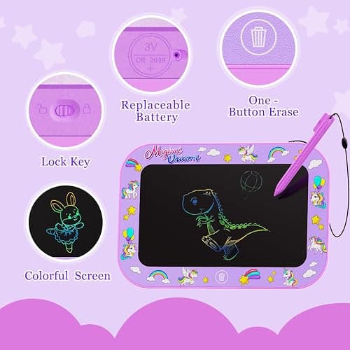 2 Pack LCD Writing Tablet for Kids,10Inch Colorful Reusable Electronic Toddler Doodle Board Drawing Tablet Pads,Educational Learning Toys Gifts for 3 4 5 6 7 8 Year Old Girls (Pink&Purple-10IN) thumbnail 4