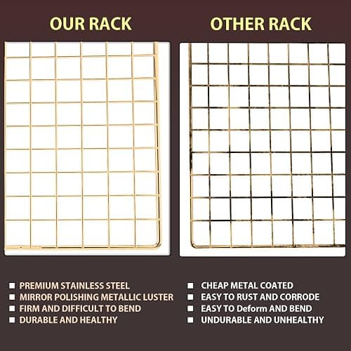 Cooling Rack for Baking, 2-Pack 16x10 Inches Baking Rack, Thick Wire Cookie Rack for Cooking, Roasting, Grilling, Drying, Oven Safe, Fits Half Sheet Pan, Gold thumbnail 5