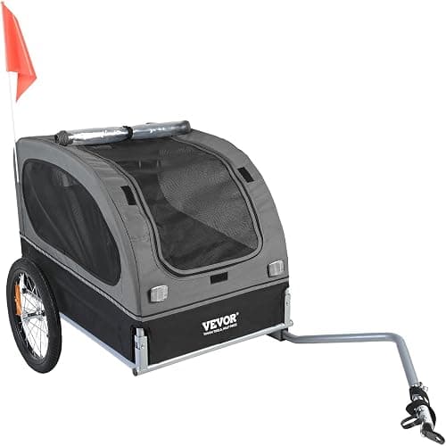 VEVOR Remorque vélo pour Chien, Charge, Porte Animaux de Compagnie de vélos, Cadre Pliable Facile avec Roue à dégagement Rapide, coupleur de vélo Universel, réflecteur, Drapeau, Laisse Interne thumbnail 9