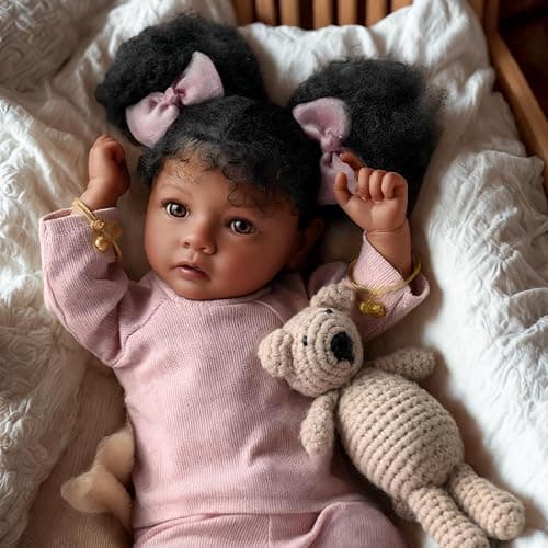 BABESIDE Lifelike Reborn Baby Dolls Daisy Black Girl- 20 Inch Soft Body Realistic-Newborn Handmade Real Life Baby Dolls with Clothes and Toy Gift for Kids Age 3+ thumbnail 9