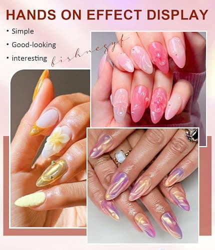 BISHENGYF Multifunctional 3d Nail Gel:Iridescent Metallic Effect Green Laser Nail Chrome Powders And 15g Rhinestone No Wipe 3d Gel,6pcs Pink Chrome Nail Powder For Nail Decoration Manicure (Silver) thumbnail 2