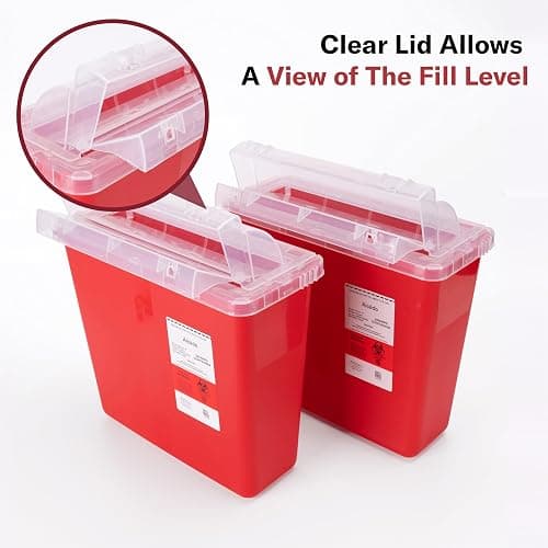 Alcedo Sharps Container for Home and Professional Use 5 Quart (1 Pack), Biohazard Needle and Syringe Disposal, Mailbox Style Lid, Medical Grade thumbnail 4