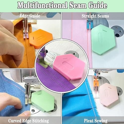 3PCS Magnetic Seam Guide for Sewing Machine, Multifunctional Polygonal Hemmer Guide with Scale, Universal Sewing Quilting Supplies Accessories Tools thumbnail 3