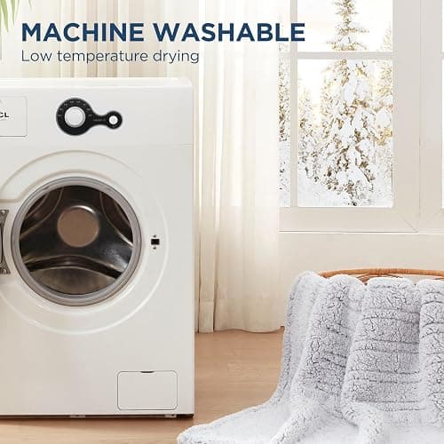 Westinghouse Electric Blanket Throw Size, Soft Plush Sherpa Heated Blanket with 6 Heating Levels & 2-10 Hours Auto-Off, Machine Washable, 50x60 inches, Grey thumbnail 6