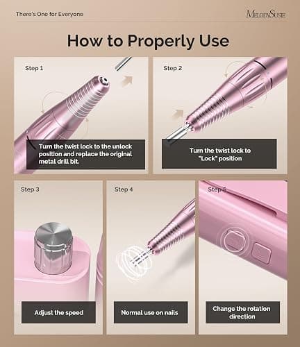 MelodySusie Professional Rechargeable Nail Drill 30000 RPM, Electric Nail File for Shaping, Removing & Polishing Gel Nails, Lightweight & Easy to Use, Ideal for Home & Salon Manicure Pedicure, SC300F thumbnail 3