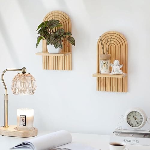 Walasis Boho Wall Decor Set of Two - Natural Modern Minimalist Mid Century Wall Candle Holder for Living Room - Wood Bohemian Decor for Bathroom Nursery Bedroom thumbnail 5