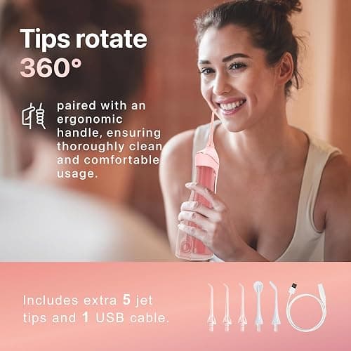 Oralfree Water flosser Teeth Picks - Dental Braces Cordless Oral Irrigator Portable Rechargeable Travel Irrigation Cleaner IPX7 Waterproof Electric Professional Flossing Teeth Cleaning for Home thumbnail 6