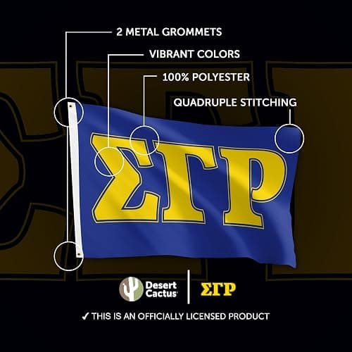 Desert Cactus Sigma Gamma Rho Fraternity Flag - Greek Banner, Large 3x5 feet - for Decor, Events, and SGRhos Sigmas Pride Display (Letter) thumbnail 4