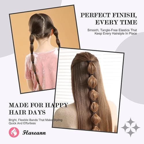Flareann 2000pcs Black Elastic Hair Bands – Hair Ties, Rubber Hair Ties & Soft Hair Elastics, Strong Stretchy Accessories for Women & Girls thumbnail 6