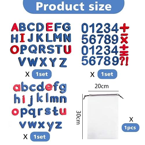 Lot de 79 chiffres magnétiques colorés de l'alphabet - Lettres et chiffres - Jouet éducatif ABC pour enfants thumbnail 3