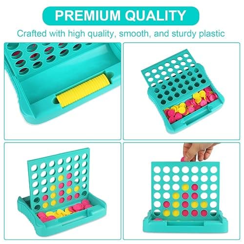 Vikutu 4 in a Row Connect Game, Travel Board Games for Kids Adults, Get 4 in a Row to Win - 9 x 7.4 inches (Green) thumbnail 6