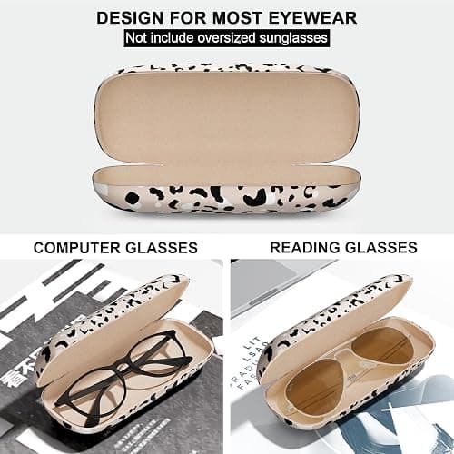 NPOOYI Eyeglasses Case, Hard Shell Protective Case for Glasses, Unisex for Women Men - Leopard thumbnail 3