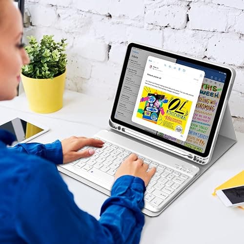 KenKe Keyboard Case for iPad 10th Generation (10.9 Inch 2022) / iPad (A16) 11th (11 inch 2025) with Left Pencil Holder, Thin&Light, Stand Folio Detachable Wireless Bluetooth Keyboard Case, Gray thumbnail 8