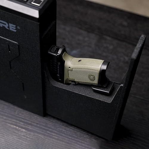 GLORYFIRE Gun Safe Biometric Pistol Safe, Mounted Nightstand Quick Access Handgun Safe and Gun Lock Box for Car, Truck, Desk, Bedside, Wall with Security Fingerprint, Key Access, PIN Code thumbnail 7