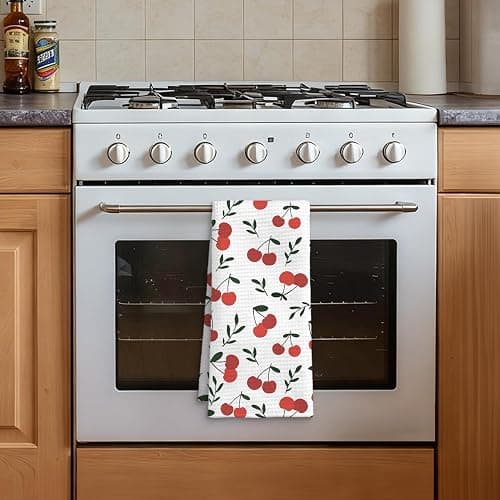 QICLM Cherry Kitchen Towel Decor, Cherry Hand Towel Dish Towel for Kitchen Bathroom Decor, Fruit Lover Gifts, 16x24 Inches thumbnail 5