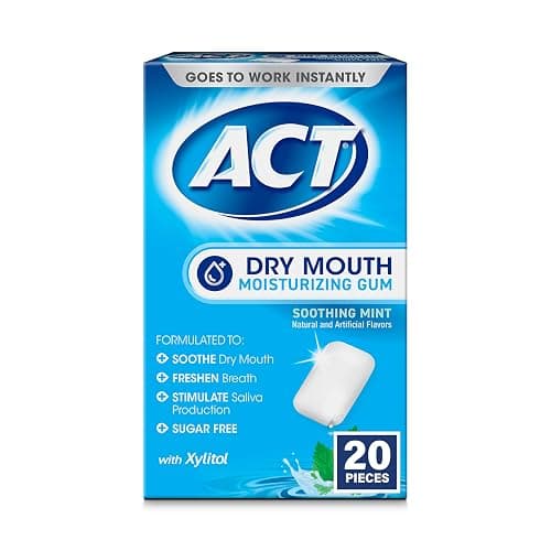 ACT Dry Mouth Moisturizing Gum, 20 Pieces, With Xylitol, Sugar Free Soothing Mint - Image 1