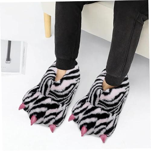Claw Slippers,Paw Slippers for Women Non-Slip Thermal Zebra Claw Slippers Silent Monster Slippers with Crystal Lining Moisture-Proof Animal Slippers for Women & Girls Shoe Size 37 thumbnail 6