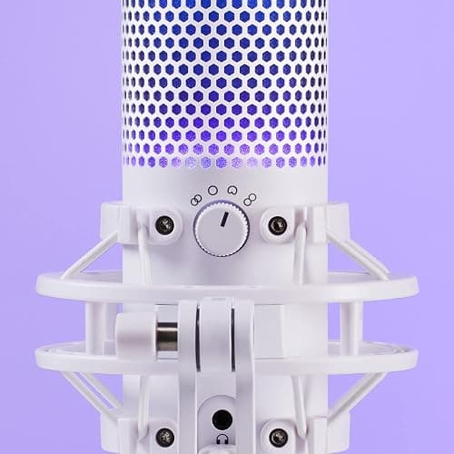 HyperX QuadCast S – RGB USB Condenser Microphone for PC, PS5, Mac, Anti-Vibration Shock Mount, 4 Polar Patterns, Pop Filter, Gain Control, Gaming, Streaming, Podcasts, Twitch, YouTube, Discord – White - White - QuadCast S White - Microphone thumbnail 19