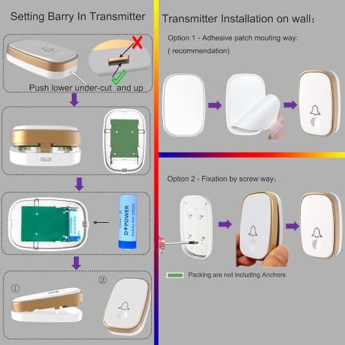 LUAMB Wireless Doorbell, 1,000ft Range Loud Enough with 5Volume Levels and Mute Mode Door Chimes LED Flashing thumbnail 7