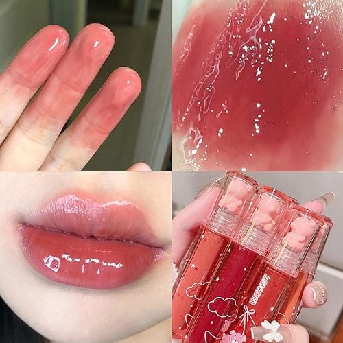 6Pcs Bear Lip Glaze Jelly Lipstick, Liquid Lipstick Cute Bear Lipgloss Moisturizing Lip Stain Plumping Water Lip Gloss Waterproof Long Lasting Cheek Rouge Tint Cosmetics Beauty Makeup thumbnail 5