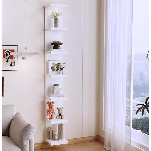 LitaEther Versatile 7 Tier Wall Shelf Unit,White Lack Wall Shelf,Display Floating Shelf with LED Remote Control Light thumbnail 9