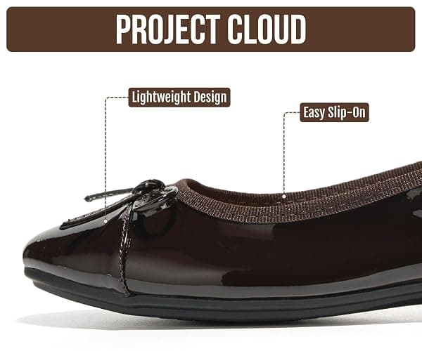Project Cloud Ballet Flats for Women - Non-Slip Womens Flats | Durable Genuine Leather Insole and Lightweight Design with Comfortable Memory Foam Flats for Everyday Wear thumbnail 3