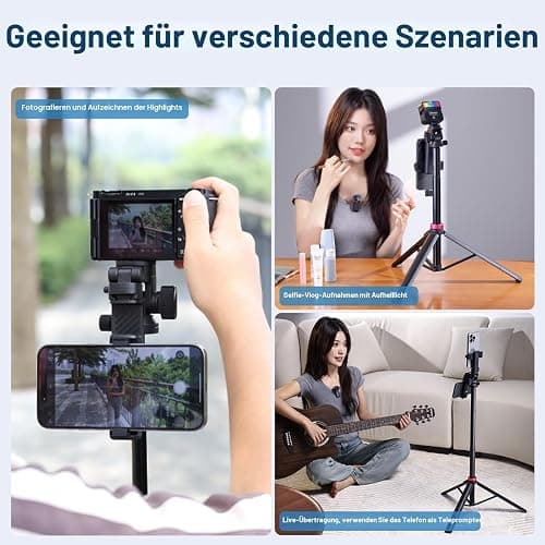 ULANZI MT-78 185cm 3-in-1 Handy Kamera Stativ Ausziehbares Bluetooth Selfie-Stick, Tripod mit 1/4" Schnellwechselplatte, 360°-Kugelkopf, Kompatibel mit Kamera, Sony, Canon, Fuji, iPhone Samsung Huawei thumbnail 4