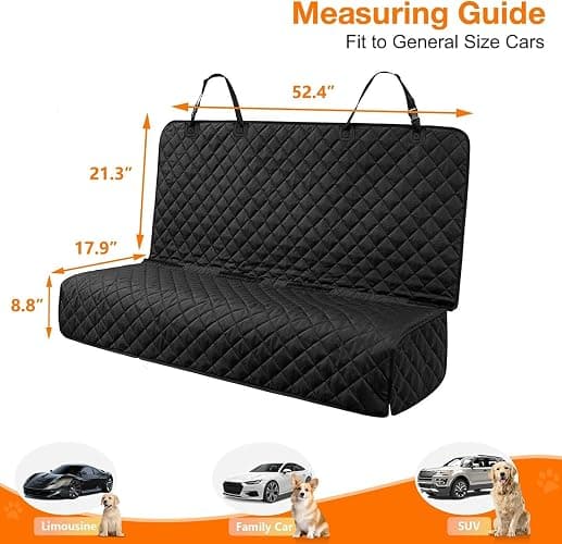 PETICON Waterproof Scratchproof Pet Bench Seat Covers for Cars, Trucks, SUVs, Nonslip Durable Back Seat Cover for Dogs, Washable Backseat Protection, Black thumbnail 5