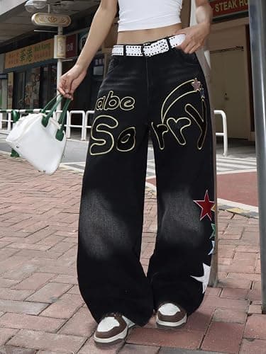 OYICAI Baggy Jeans Wide Leg Denim Pants Loose Long Trousers thumbnail 3
