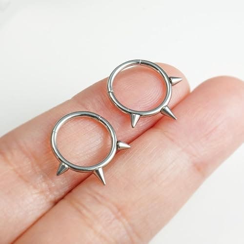 TRBR 16G 2PCs Spike Clicker Snake Bite Jewelry, Septum Ring, Hoop Lip Rings Snake Bites, Labret Jewelry for Lip Piercing, Cartilage Hoop Earrings, 8mm 10mm 12mm thumbnail 5