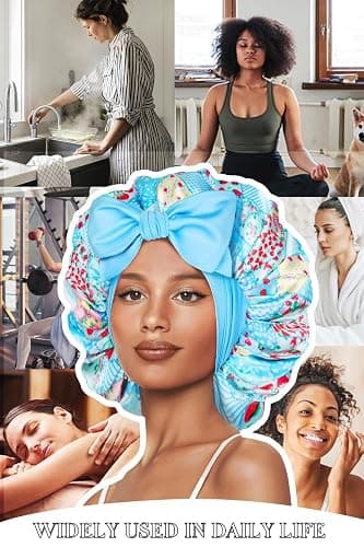 Vettres Double Layer Silk Bonnet with Tie Satin Lined Sleep Cap Hair Cover for Women's Curly Braids Natural Hair thumbnail 6